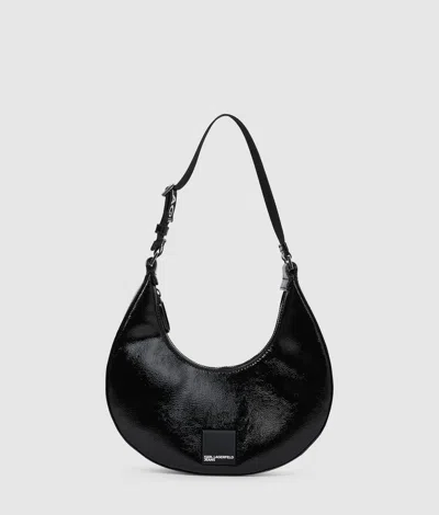 Kl Jeans Glossy Moon Bag In Black