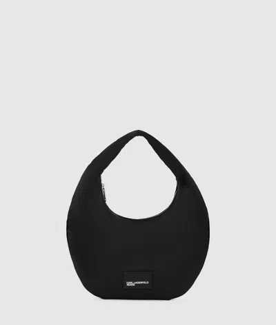 Kl Jeans Glossy Nylon Shoulder Bag In Black