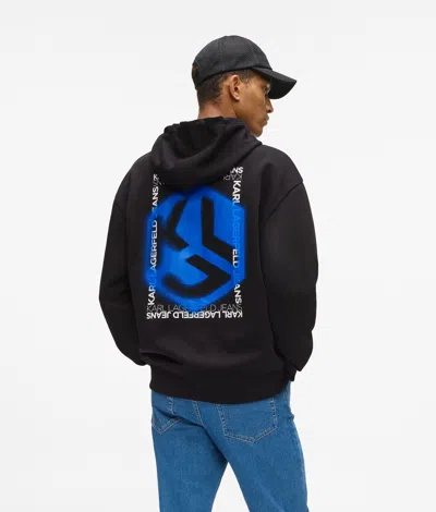 Kl Jeans Graffiti Monogram Hoodie In Black