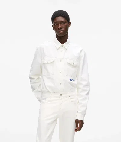 Kl Jeans Graphic Karl Print Denim Overshirt In White