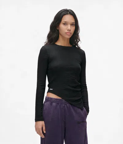 Kl Jeans Haut Asymétrique Froncé In Noir