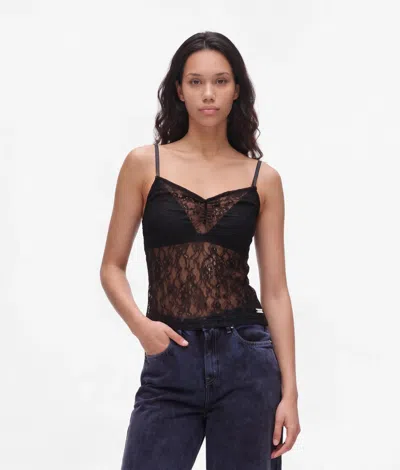 Kl Jeans Haut Caraco En Dentelle In Noir