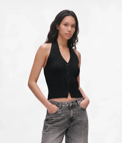 Kl Jeans Haut En Maille À Dos Nu In Noir