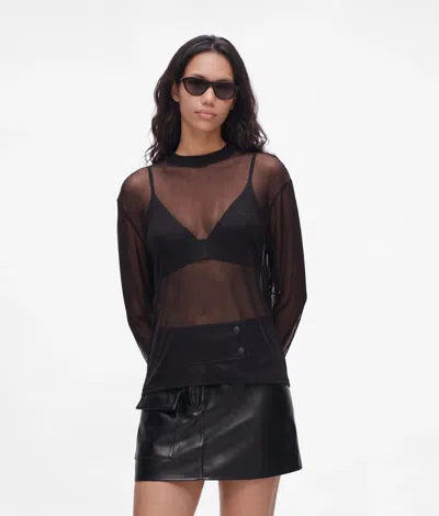 Kl Jeans Haut En Mesh À Manches Longues In Black