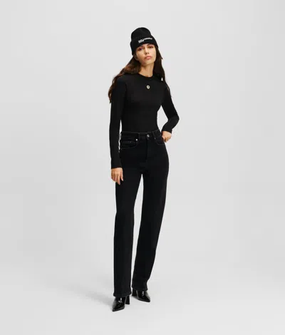 Kl Jeans High-rise Straight Jeans In Black