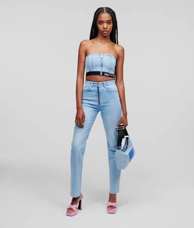 Kl Jeans High Rise Straight Jeans With Exposed Zip