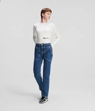 Kl Jeans High-rise Straight Utility Jeans In Blue