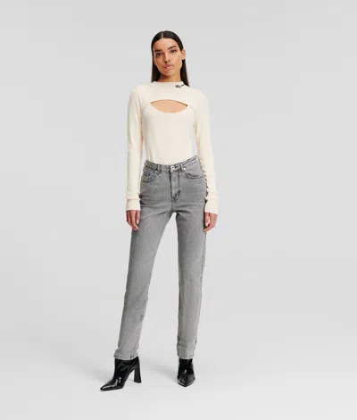 Kl Jeans High-rise Tapered Jeans In Gray
