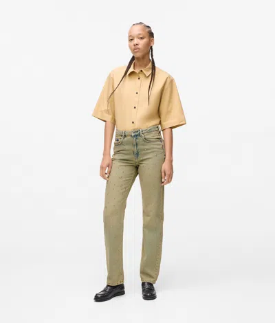 Kl Jeans Hoch Geschnittene Jeans Mit Geradem Bein Und Nieten In Green