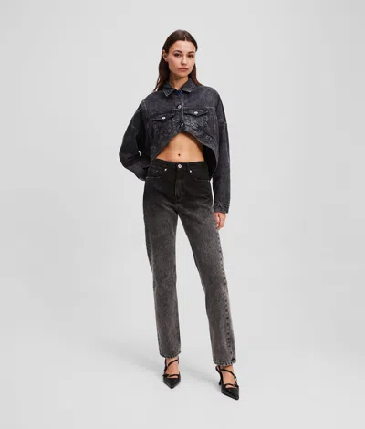 Kl Jeans Hoch Geschnittene Ombré-jeans Mit Geradem Bein In Black