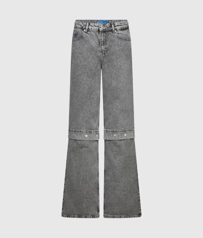 Kl Jeans Jeans Délavé Transformable In Gris Acide