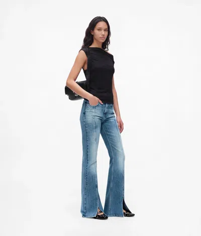 Kl Jeans Jeans Évasé À Fente Taille Haute In Bleu Moyen