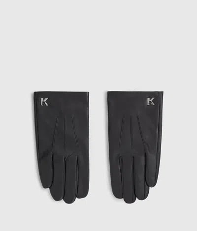 Kl Jeans K Logo Leather Gloves In Black