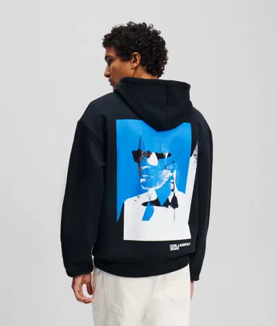 Kl Jeans Karl Print Hoodie In Black