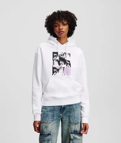 Kl Jeans Karl Print Hoodie In White