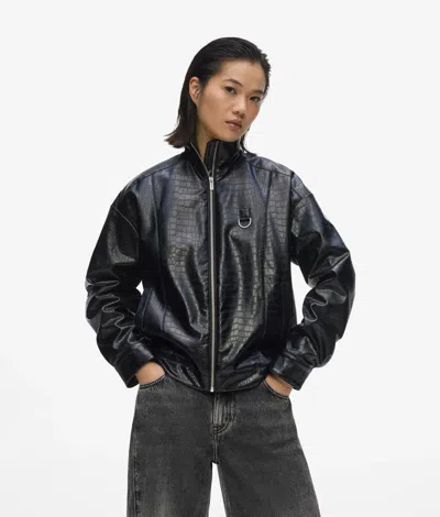 Kl Jeans Karl Quote Bomber Jacket In Black