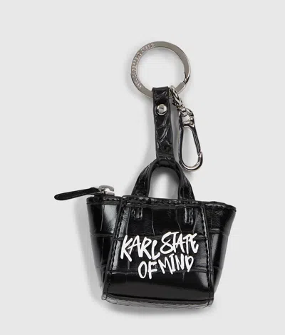 Kl Jeans Karl Quote Tote Bag Keychain In Black
