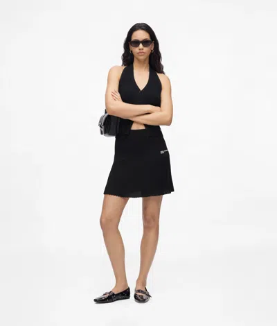 Kl Jeans Knitted Flared Mini Skirt In Black