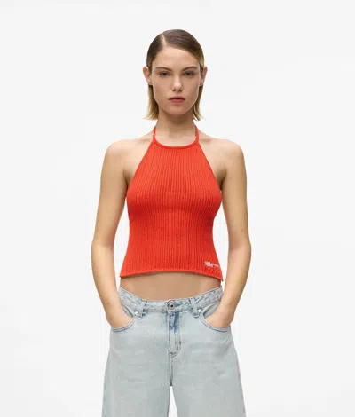 Kl Jeans Knitted Halterneck Top In Pink