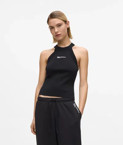 Kl Jeans Knitted Racer Tank Top In Black