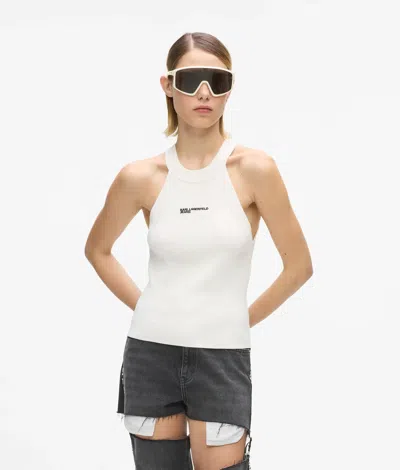 Kl Jeans Knitted Racer Tank Top In White