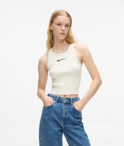 Kl Jeans Knitted Tank Top In White
