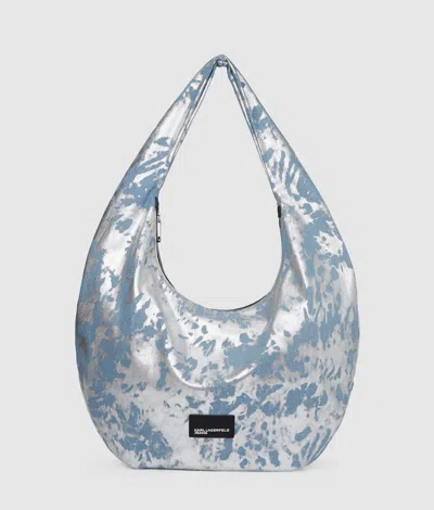 Kl Jeans Large High-shine Denim Hobo Bag