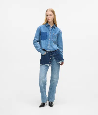 Kl Jeans Layered High-rise Straight Jeans In Blue