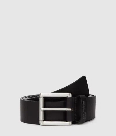 Kl Jeans Leather Belt In Black