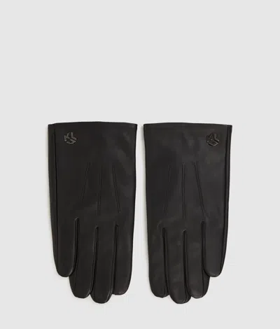 Kl Jeans Leather Gloves In Black