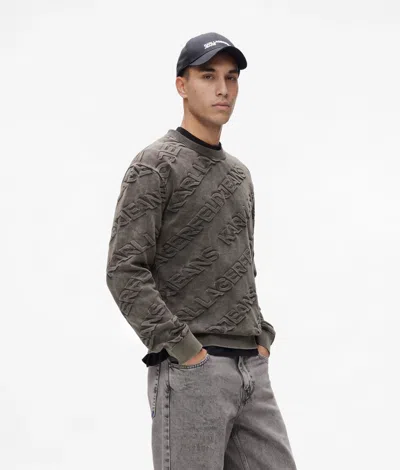 Kl Jeans Logo Acid Wash Sweater In Black