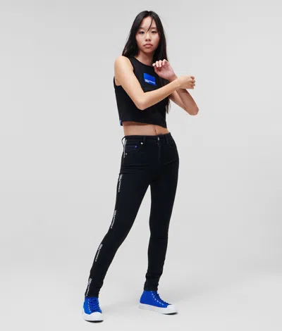 Kl Jeans Logo High Rise Black Skinny Jeans