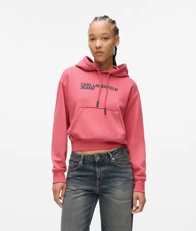 Kl Jeans Logo Hoodie In Red