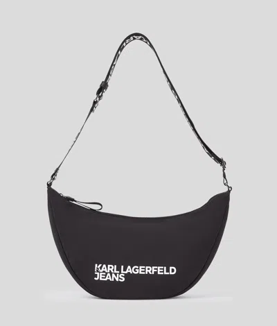 Kl Jeans Logo Nylon Sling Bag In Black