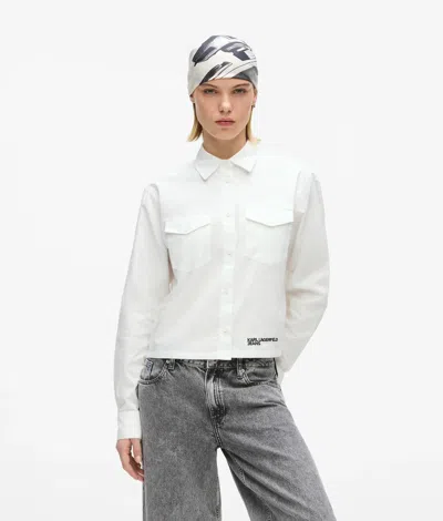 Kl Jeans Logo Oxford Shirt In White
