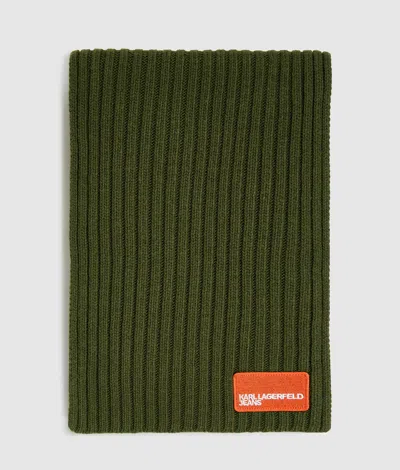 Kl Jeans Logo Patch Scarf In Green