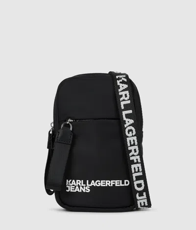 Kl Jeans Logo Phone Pouch In Black