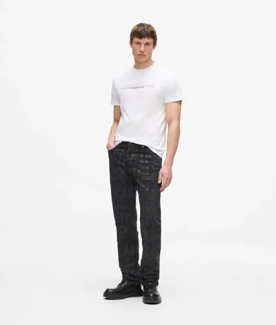 Kl Jeans Logo Print Straight Jeans In Black