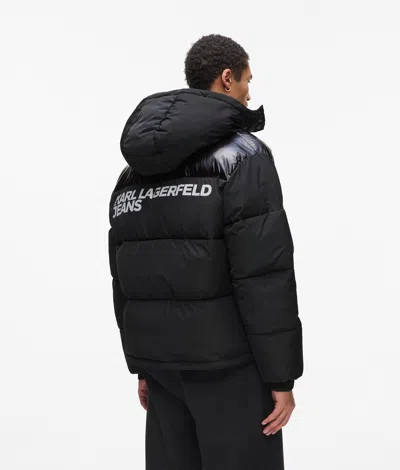 Kl Jeans Logo Puffer Jacket In Black