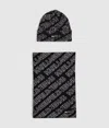 Kl Jeans Logo Scarf And Beanie Gift Set In Black