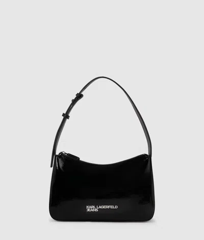 Kl Jeans Logo Shiny Shoulder Bag In Black