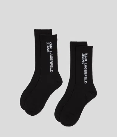 Kl Jeans Logo Socks – 2 Pack In Black