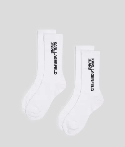 Kl Jeans Logo Socks – 2 Pack In White