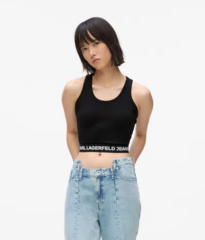 Kl Jeans Logo Tape Tank Top In Black