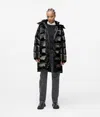 Kl Jeans Long Shiny Puffer Jacket In Black