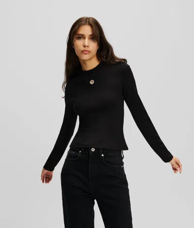 Kl Jeans Long-sleeved Eyelet Top