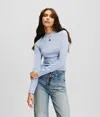 Kl Jeans Long-sleeved Eyelet Top In Blue