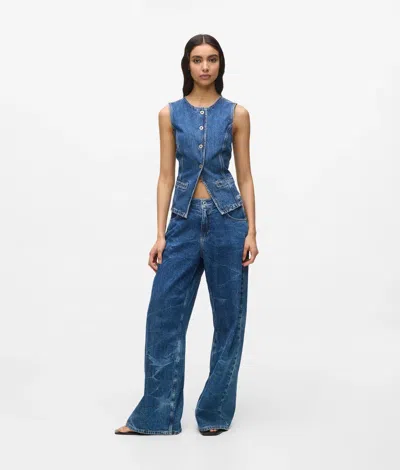 Kl Jeans Low-rise Wide-leg Jeans In Blue