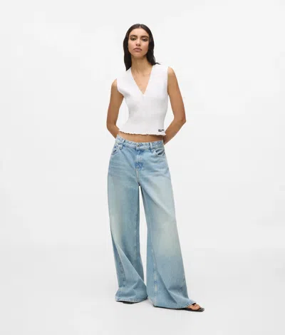 Kl Jeans Low-rise Wide-leg Panel Jeans In Blue