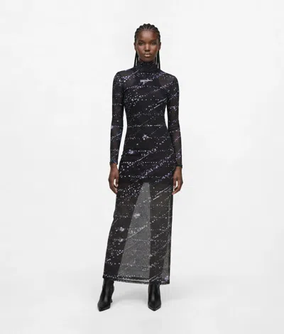 Kl Jeans Mesh Constellation Print Maxi Dress